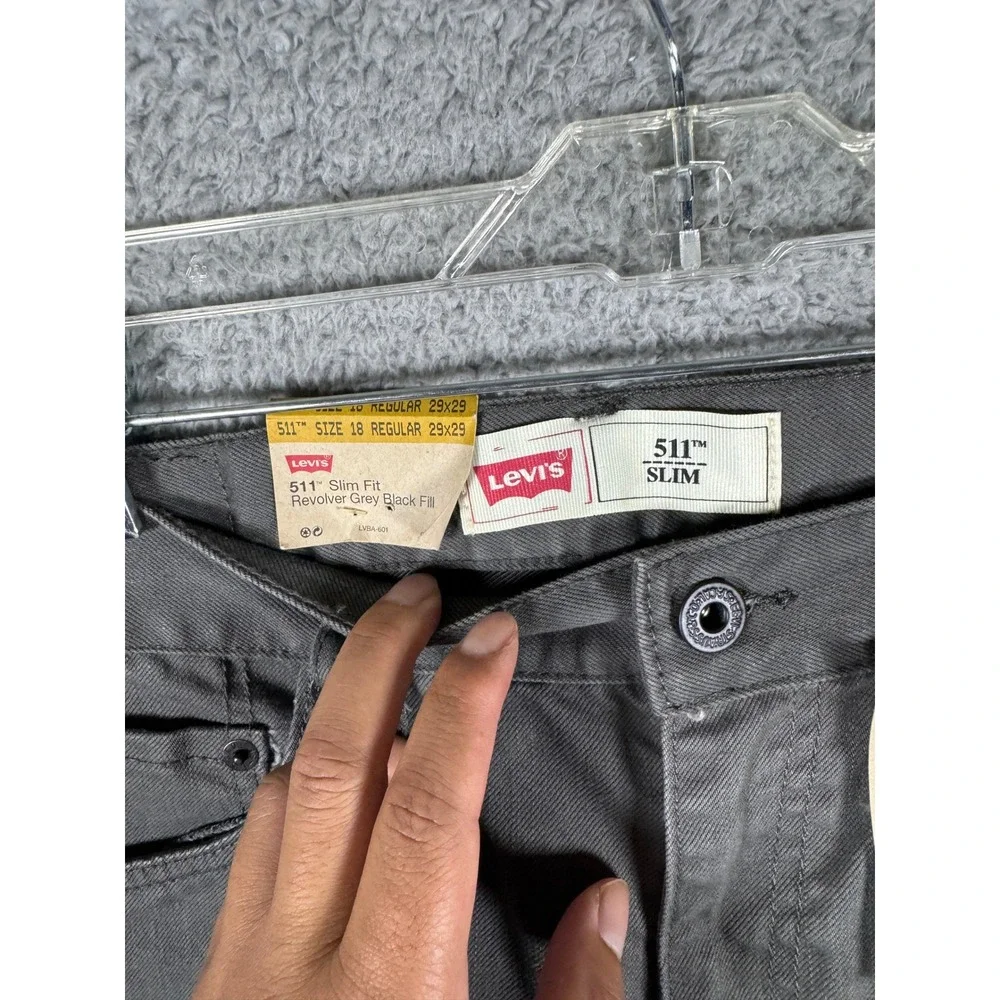 Levis 511 Slim Fit Revolver Grey Black Fill Pants Mens 29x29 NWT 5511-307